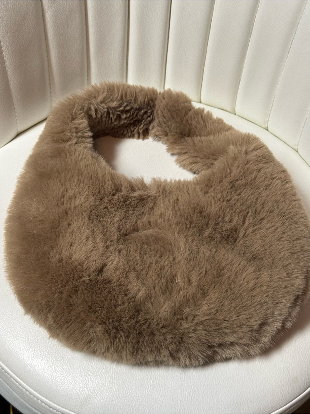 Plush Faux Fur Brown Shoulder Bag